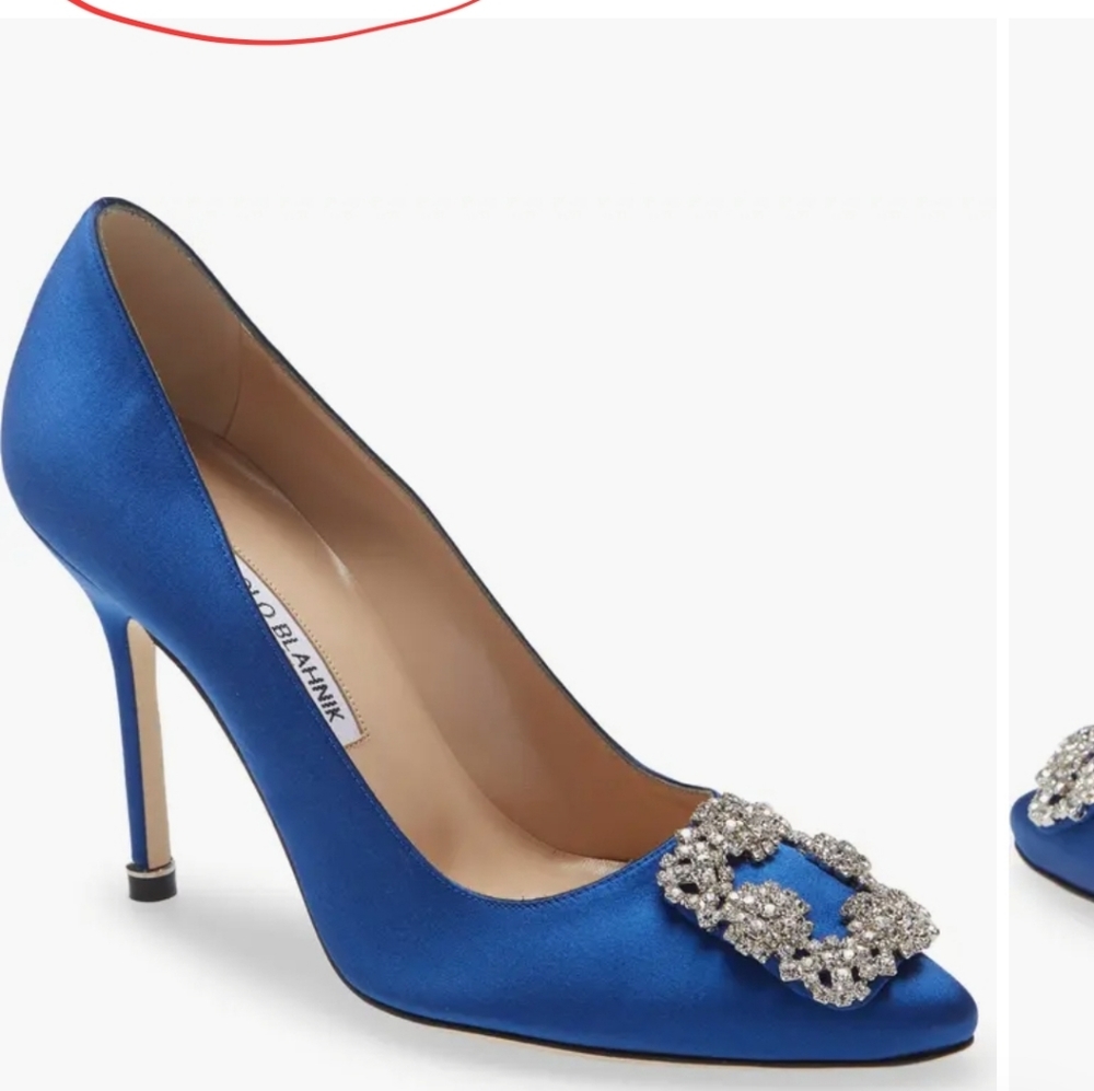 Manolo Blahnik hangisi crystal buckle pump 6.5 new